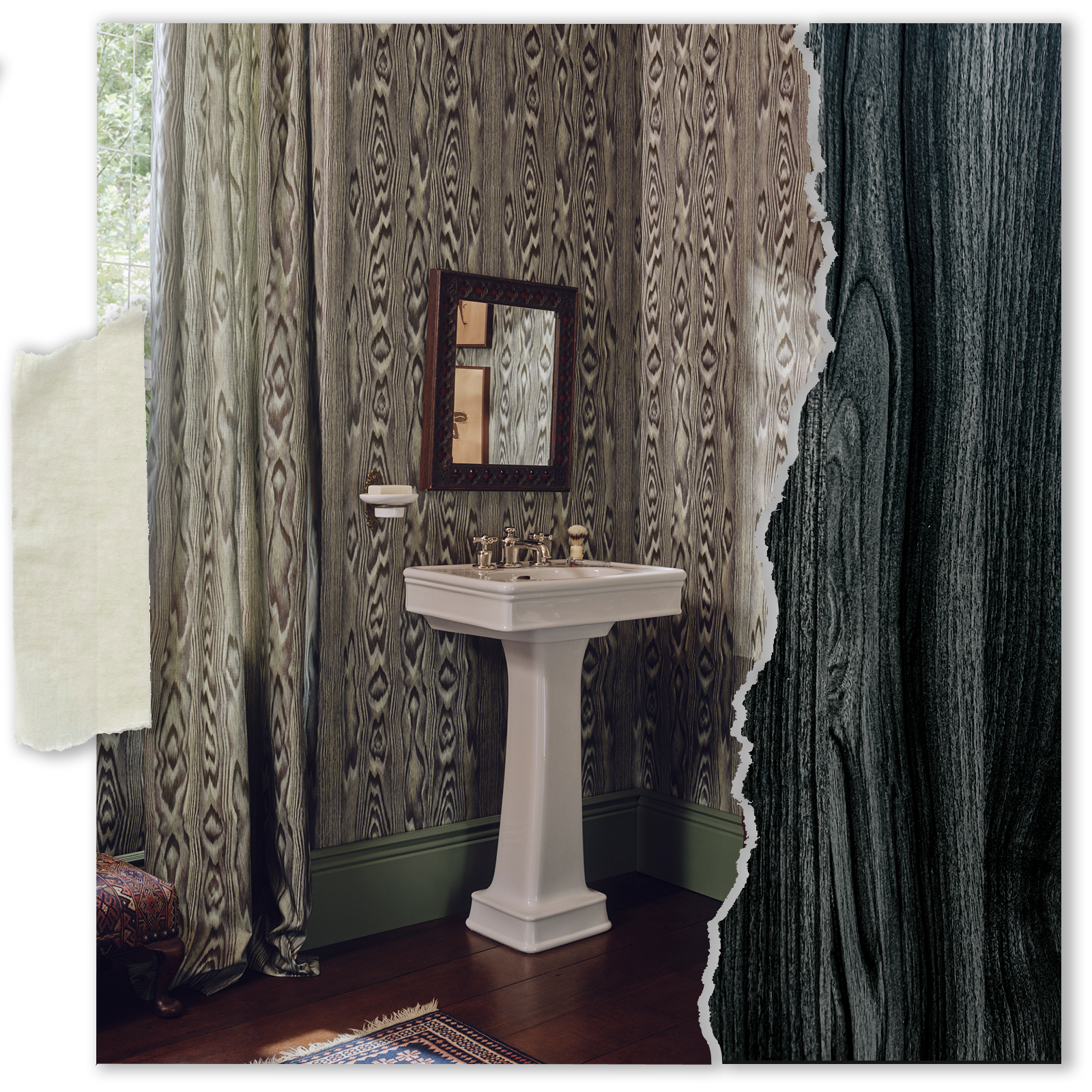 a bathroom with a mirror and a sink