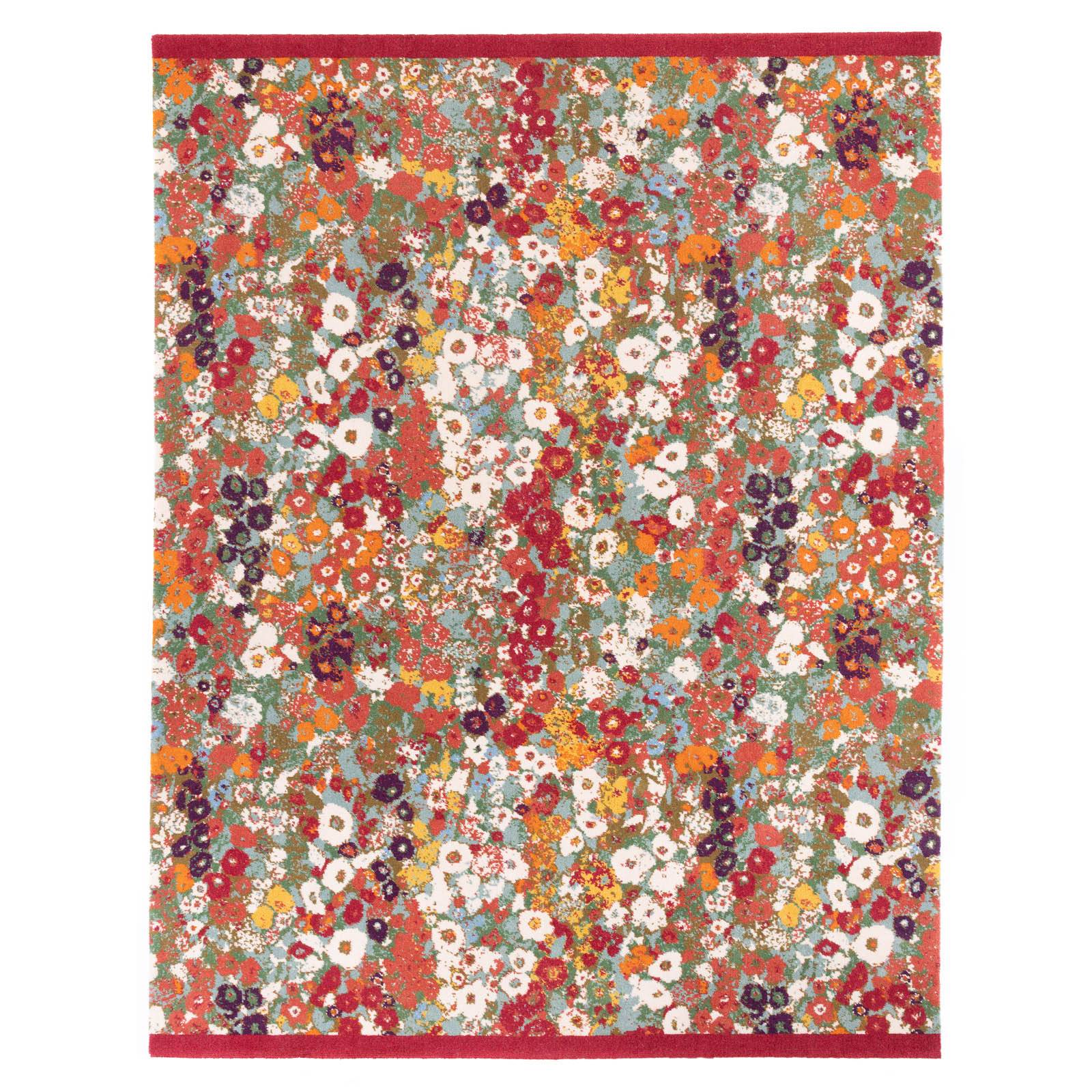 a colorful rug with flowers