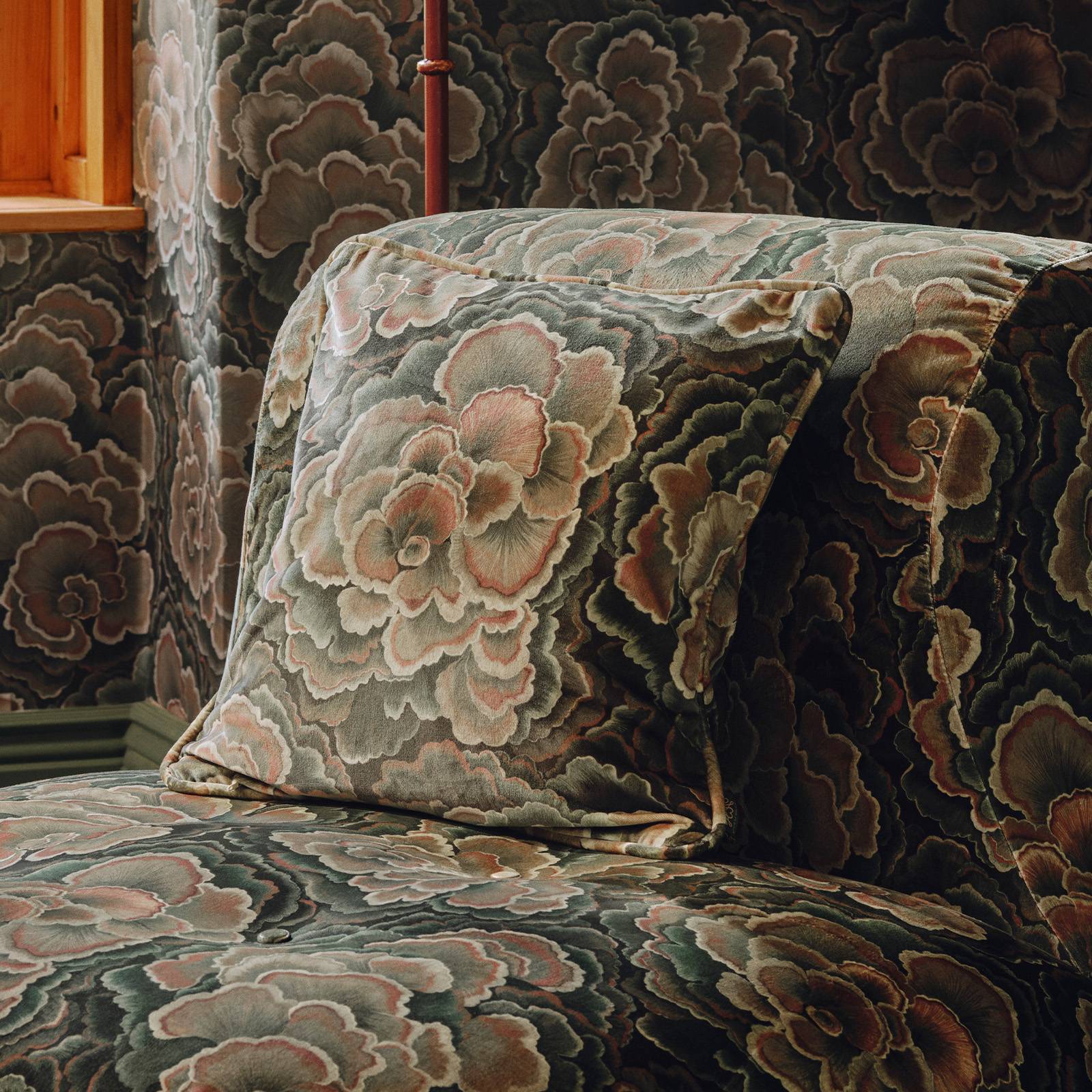 TRAMETES Velvet Medium Piped Cushion - Hosta
