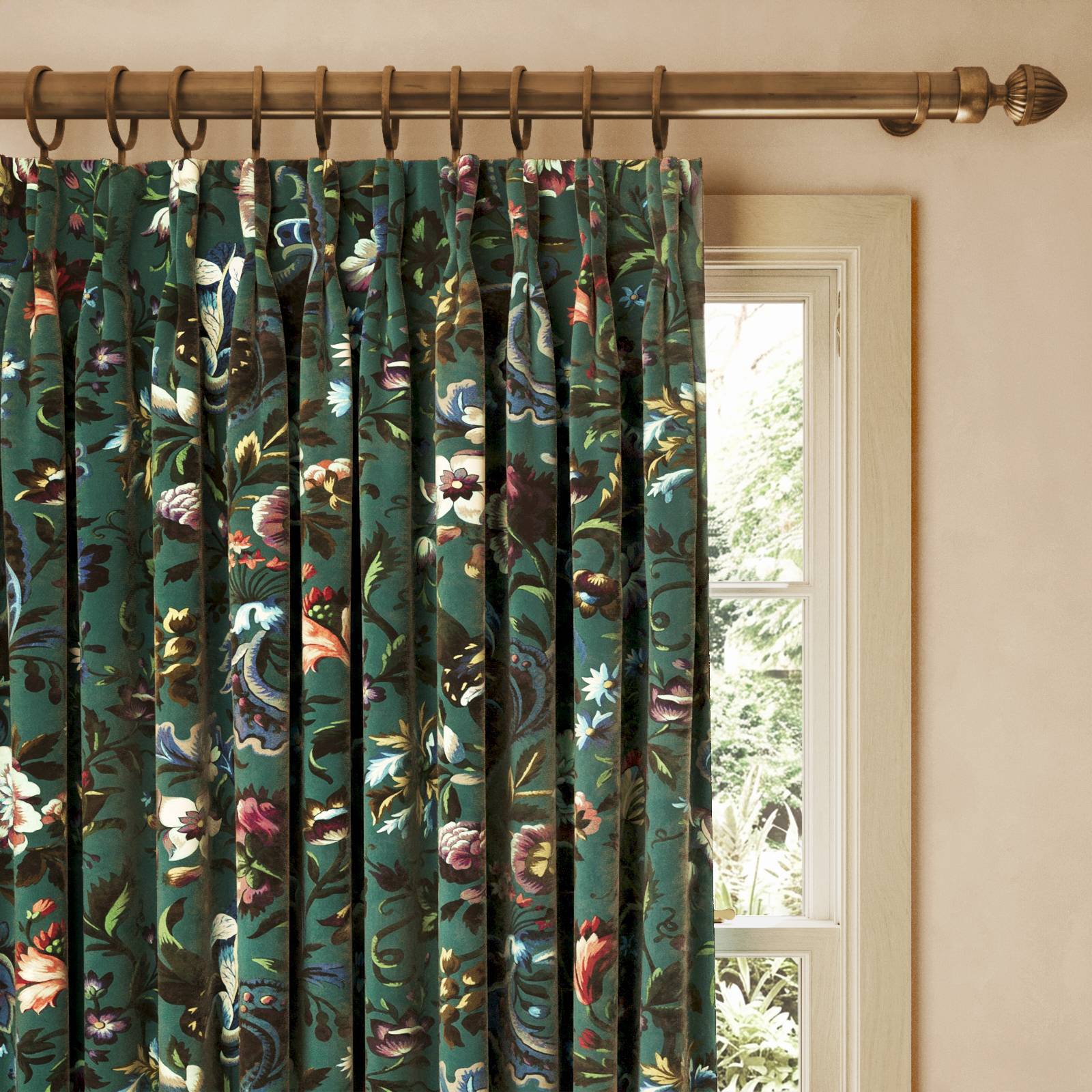 FLORIKA Velvet Curtain - Petrol