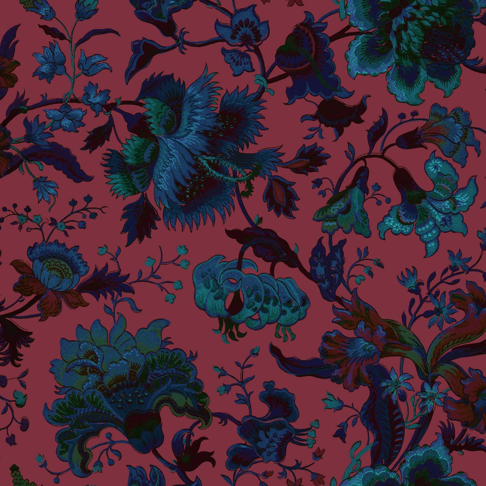 a pattern of flowers on a red background